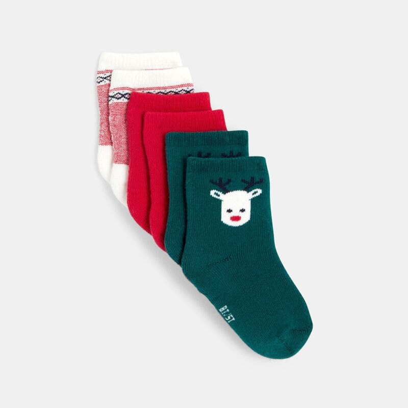 Chaussettes bouclettes hautes (lot de 3) rouges bébé garçon Rouge