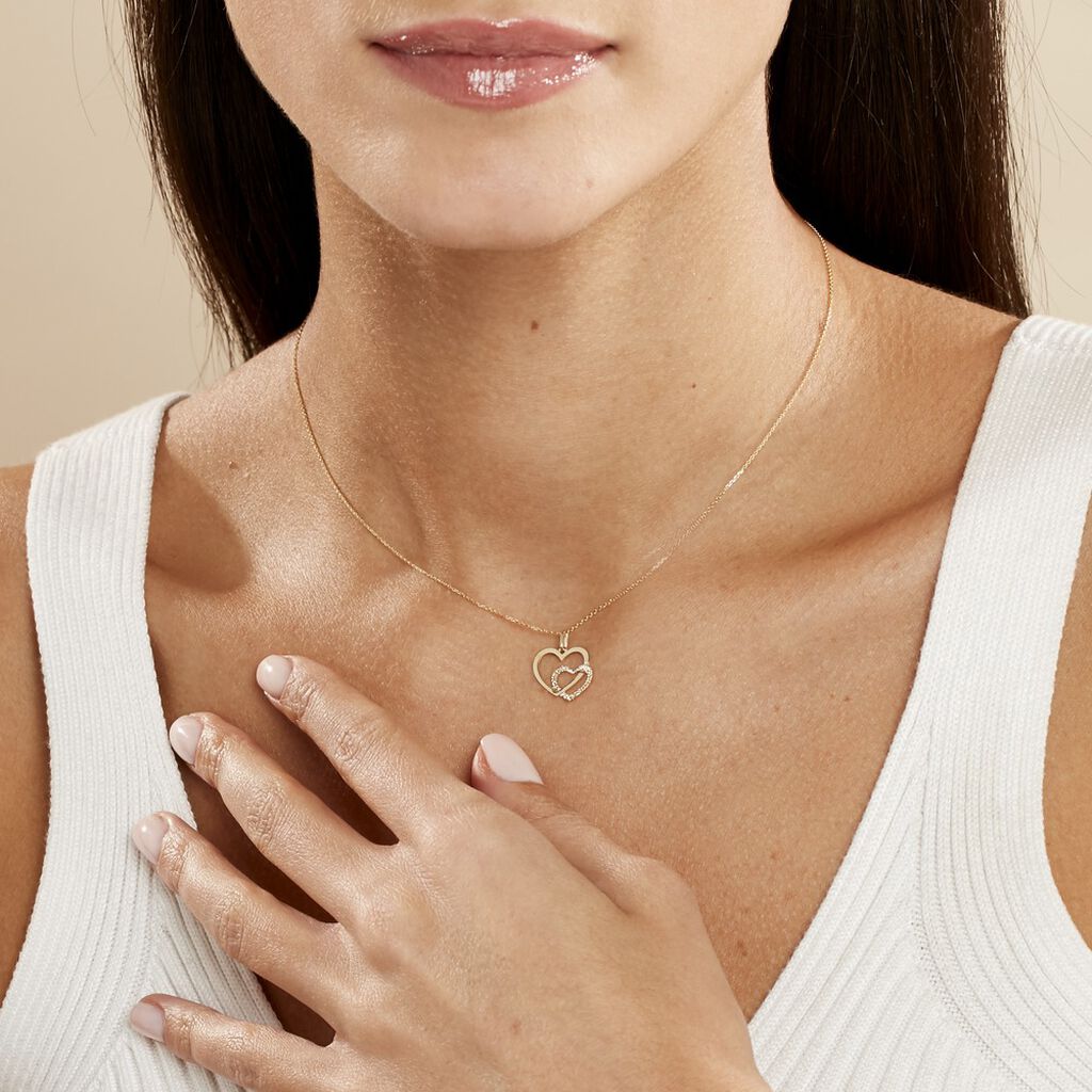 Collier Double Cœur Or Jaune