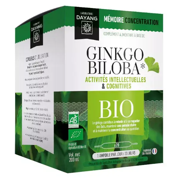 Dayang Ginkgo Biloba Orgânico 20 ampolas
