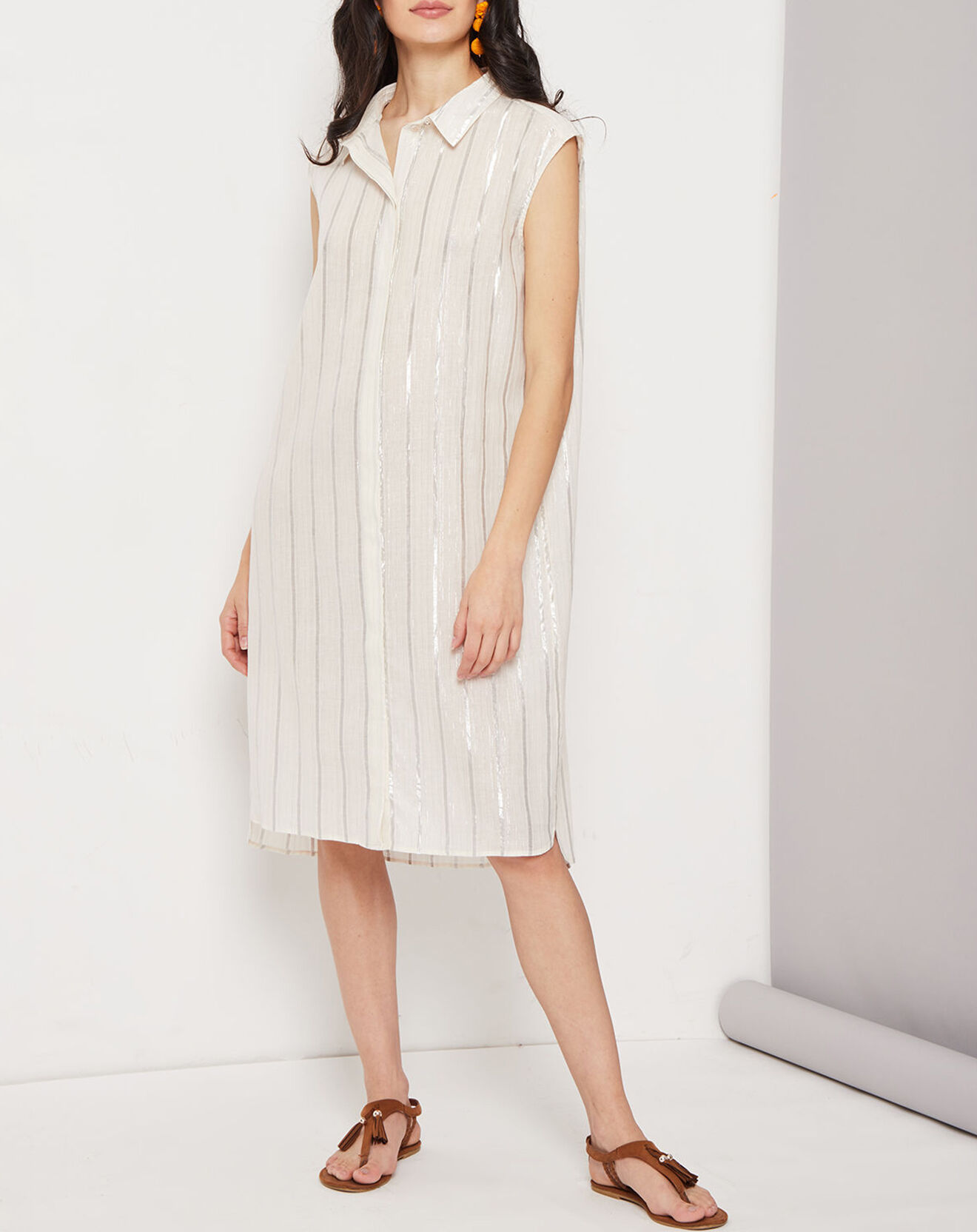 Suncoo Robe Candice à rayures blanc/argenté