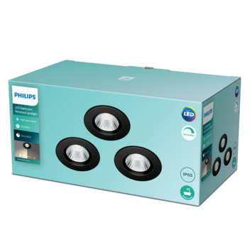 Philips inbouwspot Dive 3-pack zwart 5,5W IP65