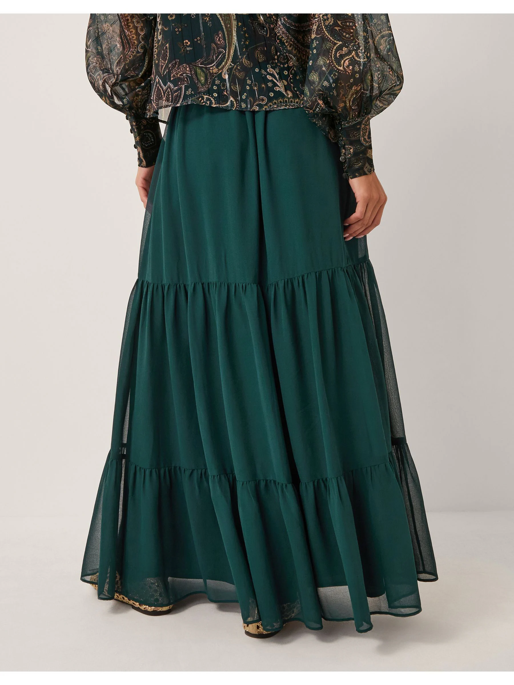 Monsoon Holly Tiered Chiffon Maxi Skirt