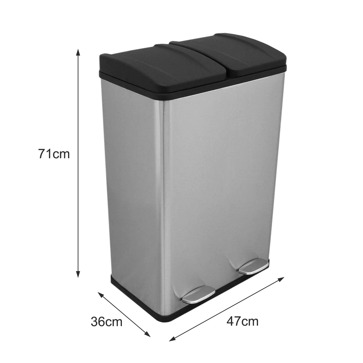 Poubelle de Recyclage 60L Double Acier Inoxydable Kukoo