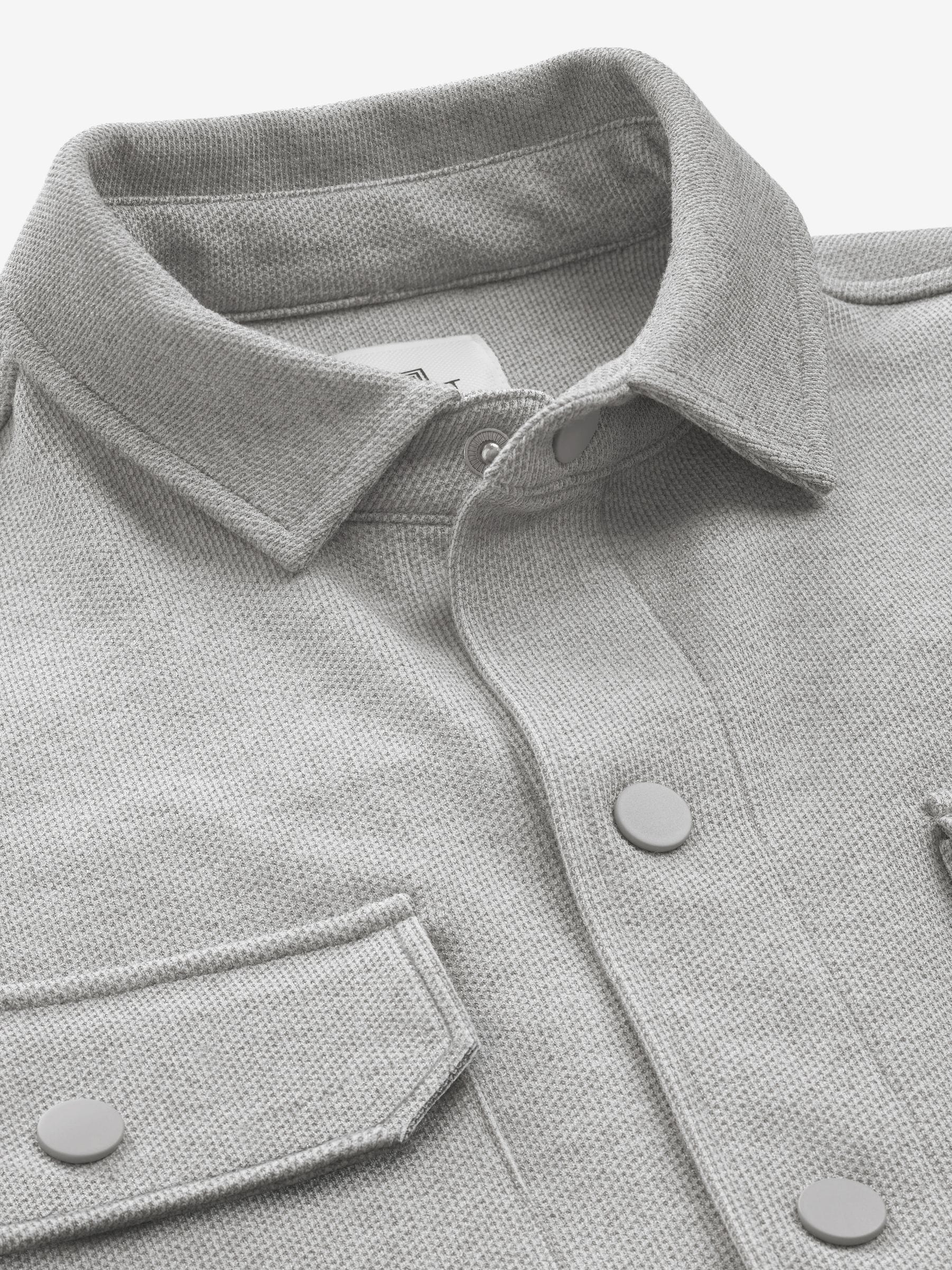 Grijs - Jersey keperstof Overshirt met drukknopen