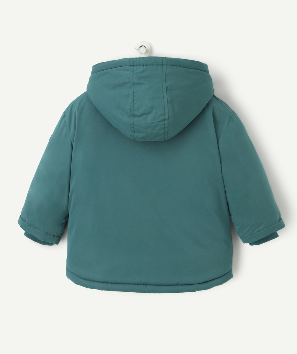 PARKA BÉBÉ GARÇON EN REMBOURRAGE RECYCLÉ VERT INTÉRIEUR BLEU