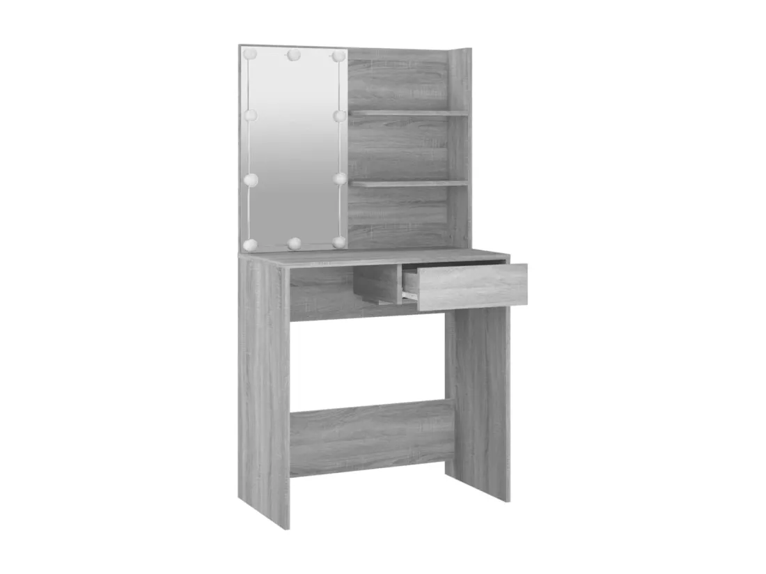 Coiffeuse avec LED Sonoma gris 74,5x40x141 cm