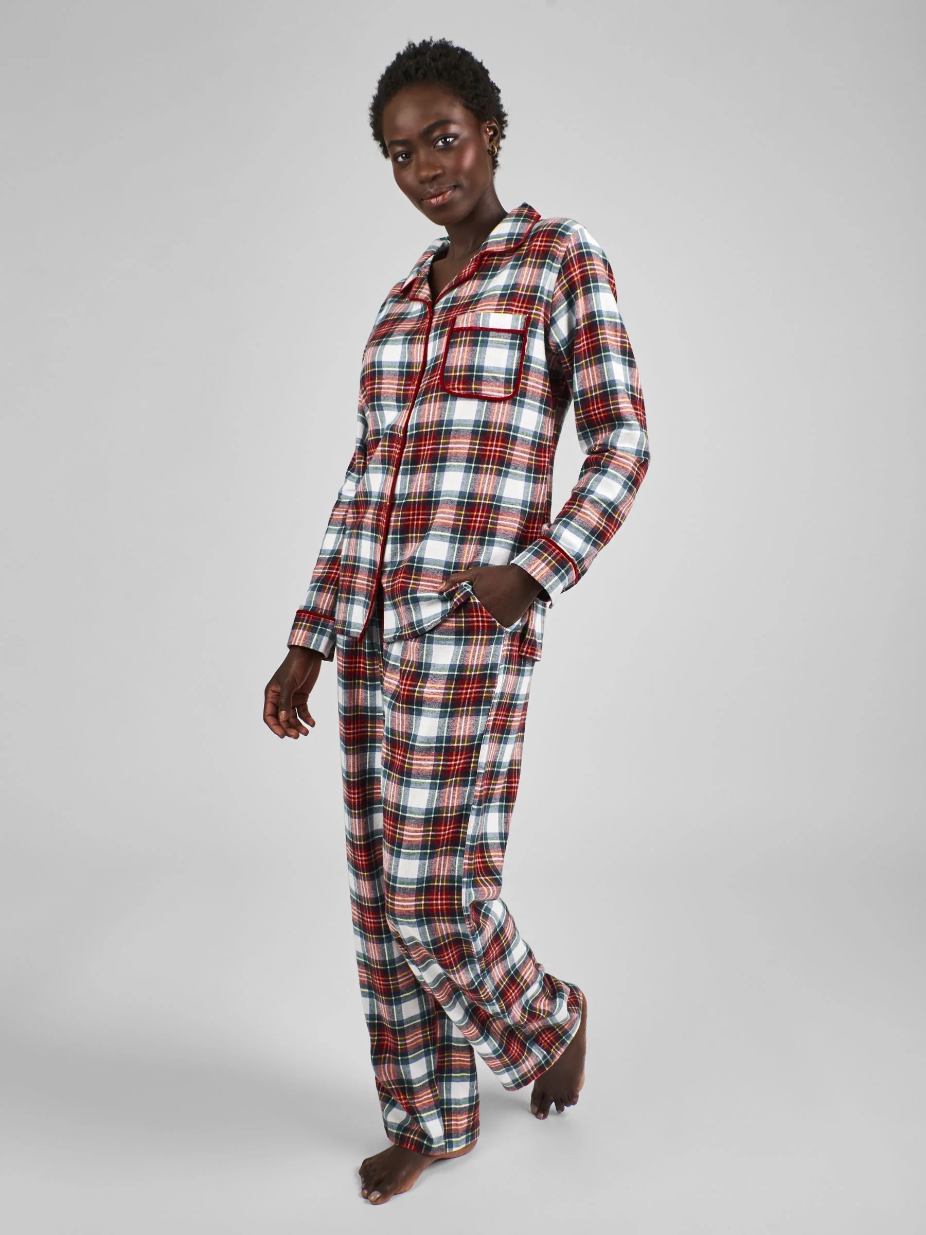 JoJo Maman Bébé Women's Check Woven Pyjama Set