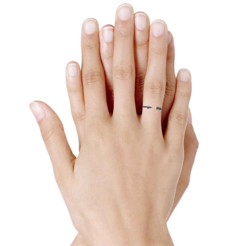 Bague Argent Rhodié Flèche et Points Bleus