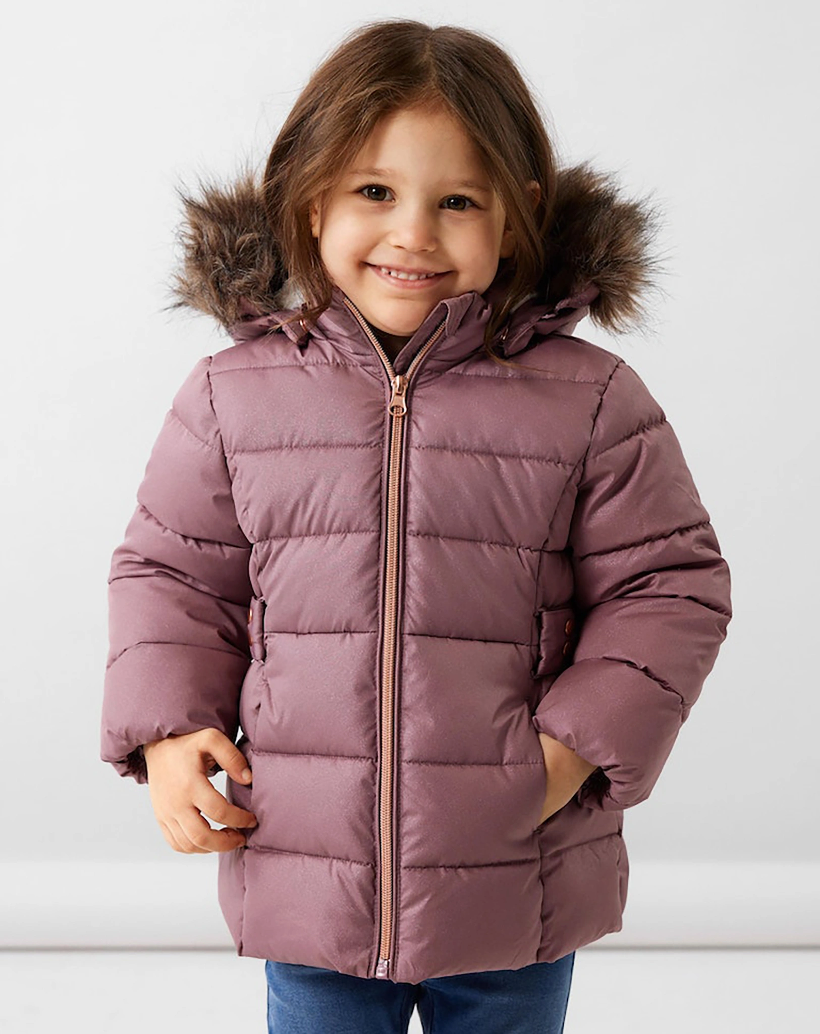 Steppjacke NMFMERETHE mit Kunstfellbesatz in wistf