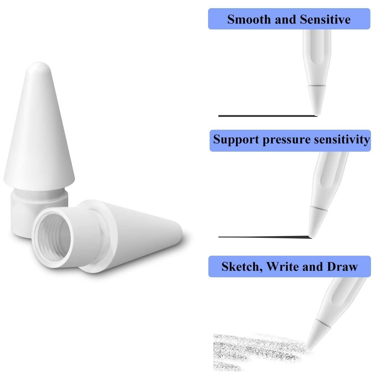 Erstatnings-tupp for Apple Pencil 1 og 2 White