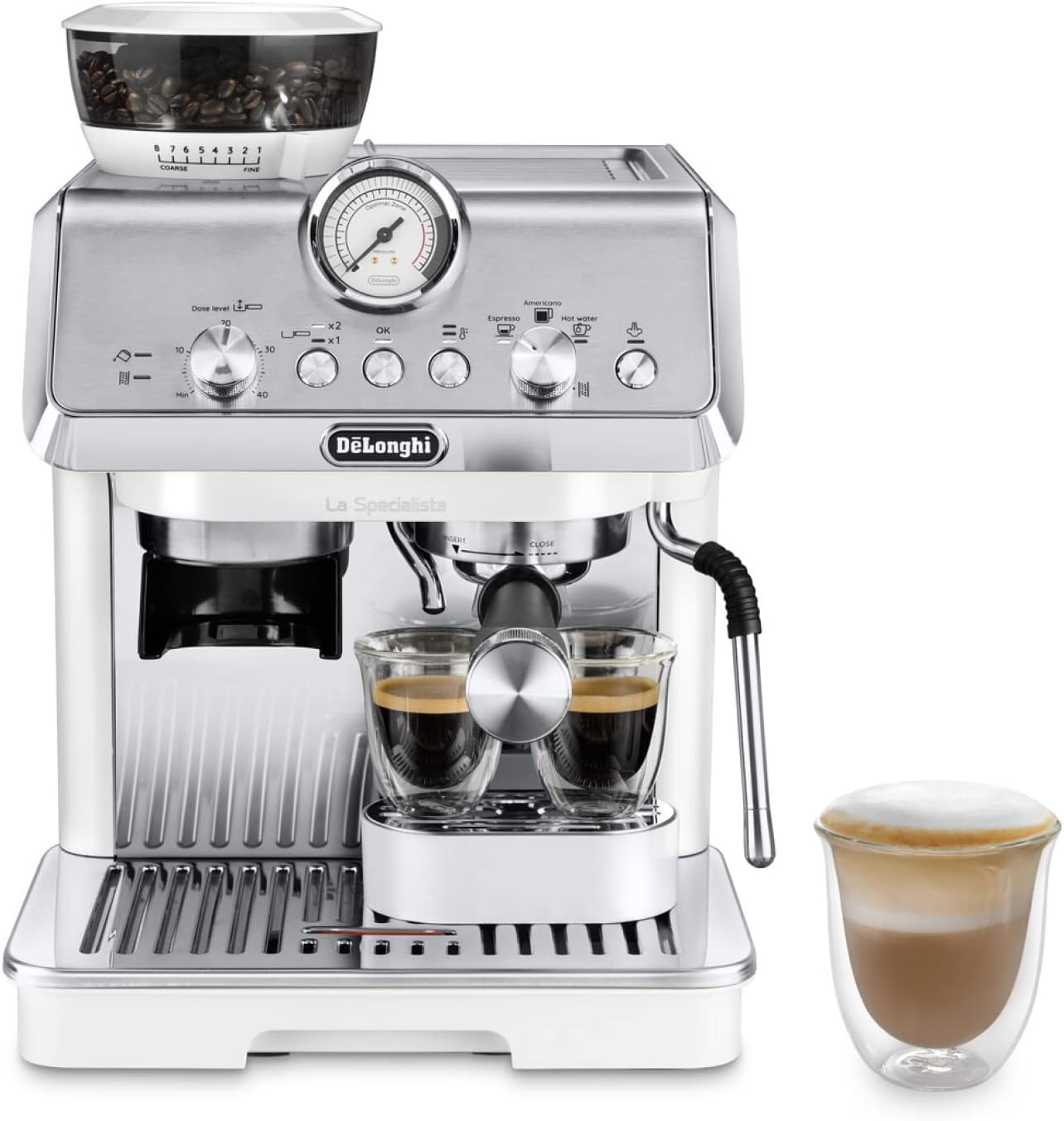 De'Longhi La Specialista Arte EC9155.MB Siebtrgermaschine, Espressomaschine mit Mahlwerk, 8 Mahlgrade, 15 Bar, 3 Temperaturen, Milchschaumdüse, 1300 W, 1,5 l Tank, Edelstahl/Schwarz inkl. Barista-Kit