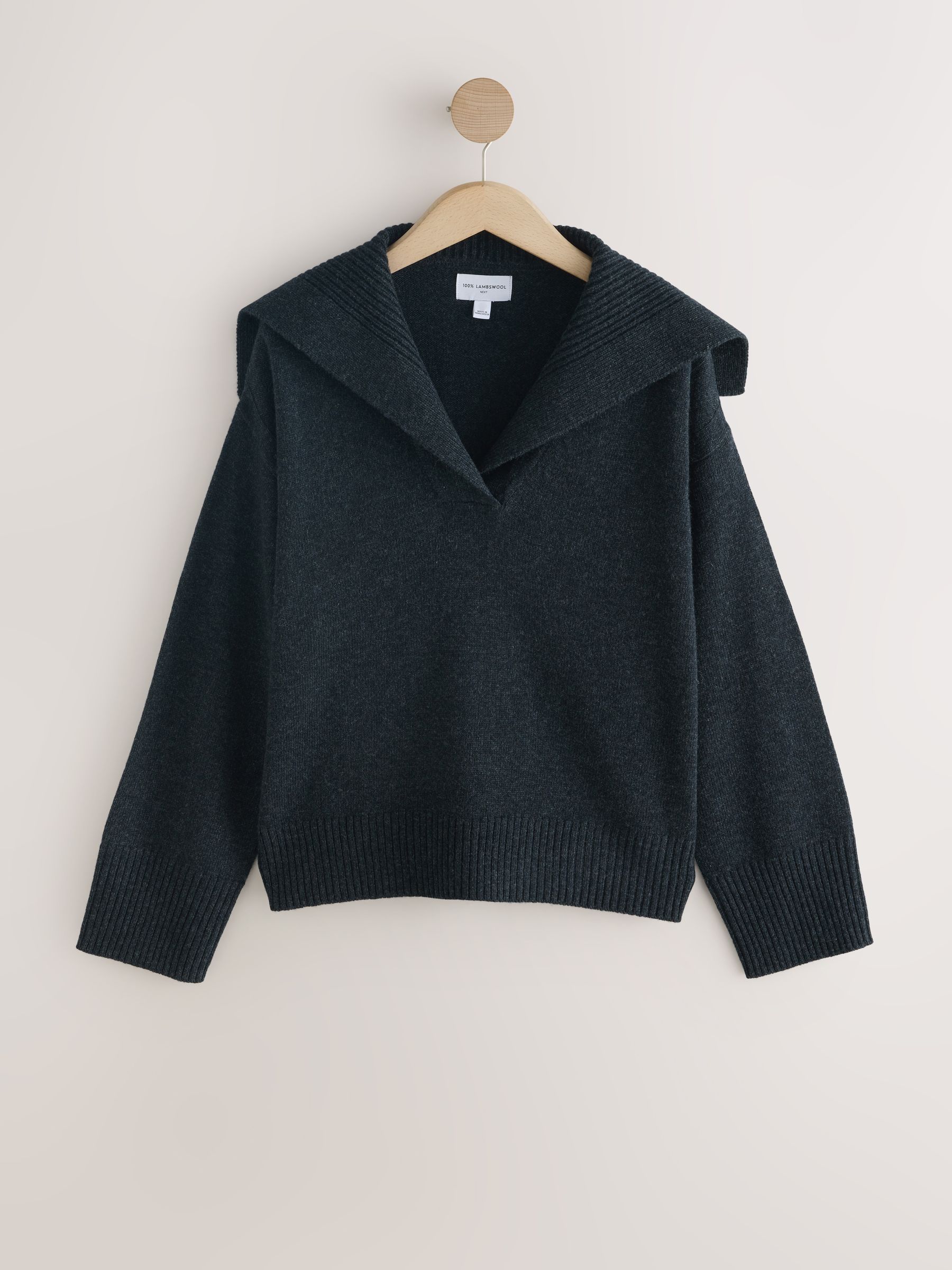 Antraciet - N.Premium 100% Lambswool Sailor Collar Jumper