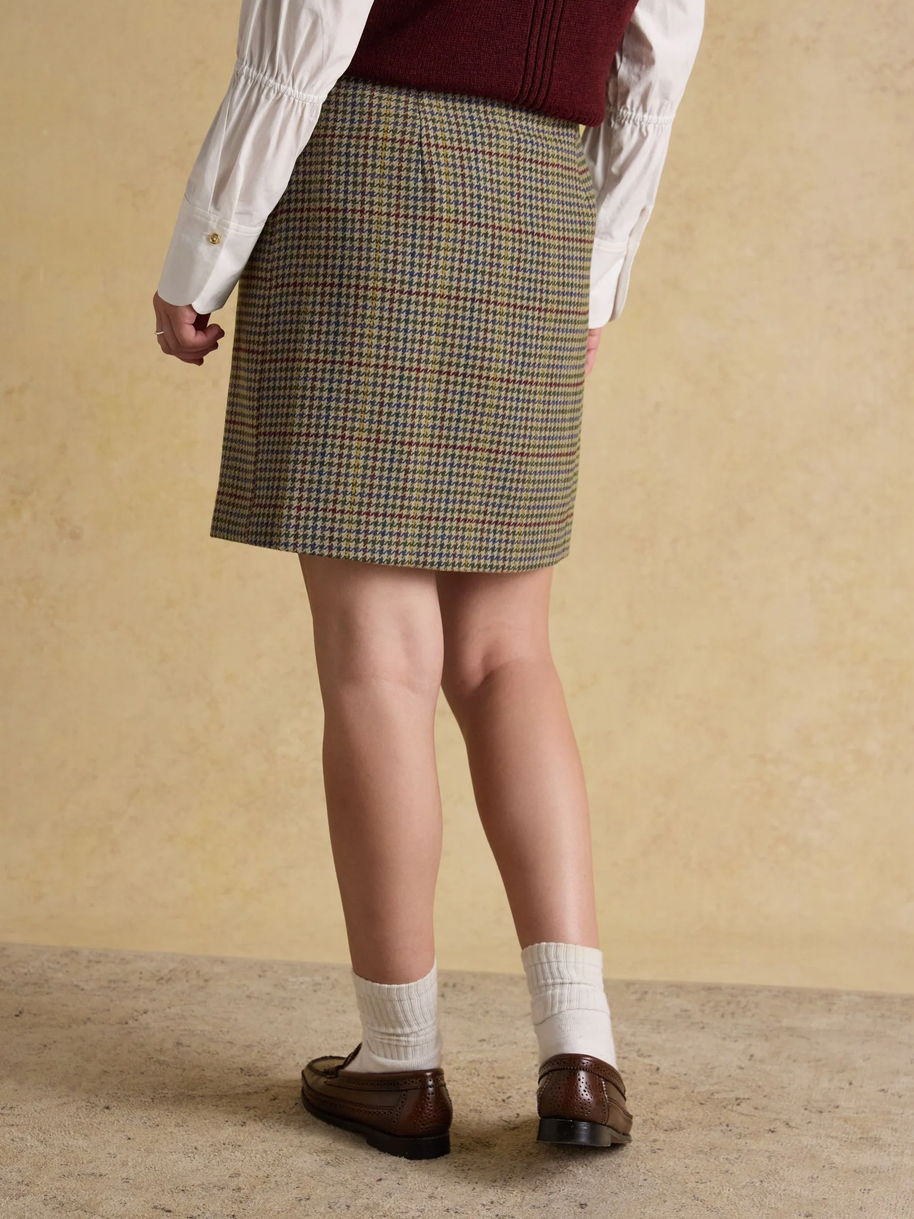 Bruin geruit - Joules Wrenley tweed omslagrokken