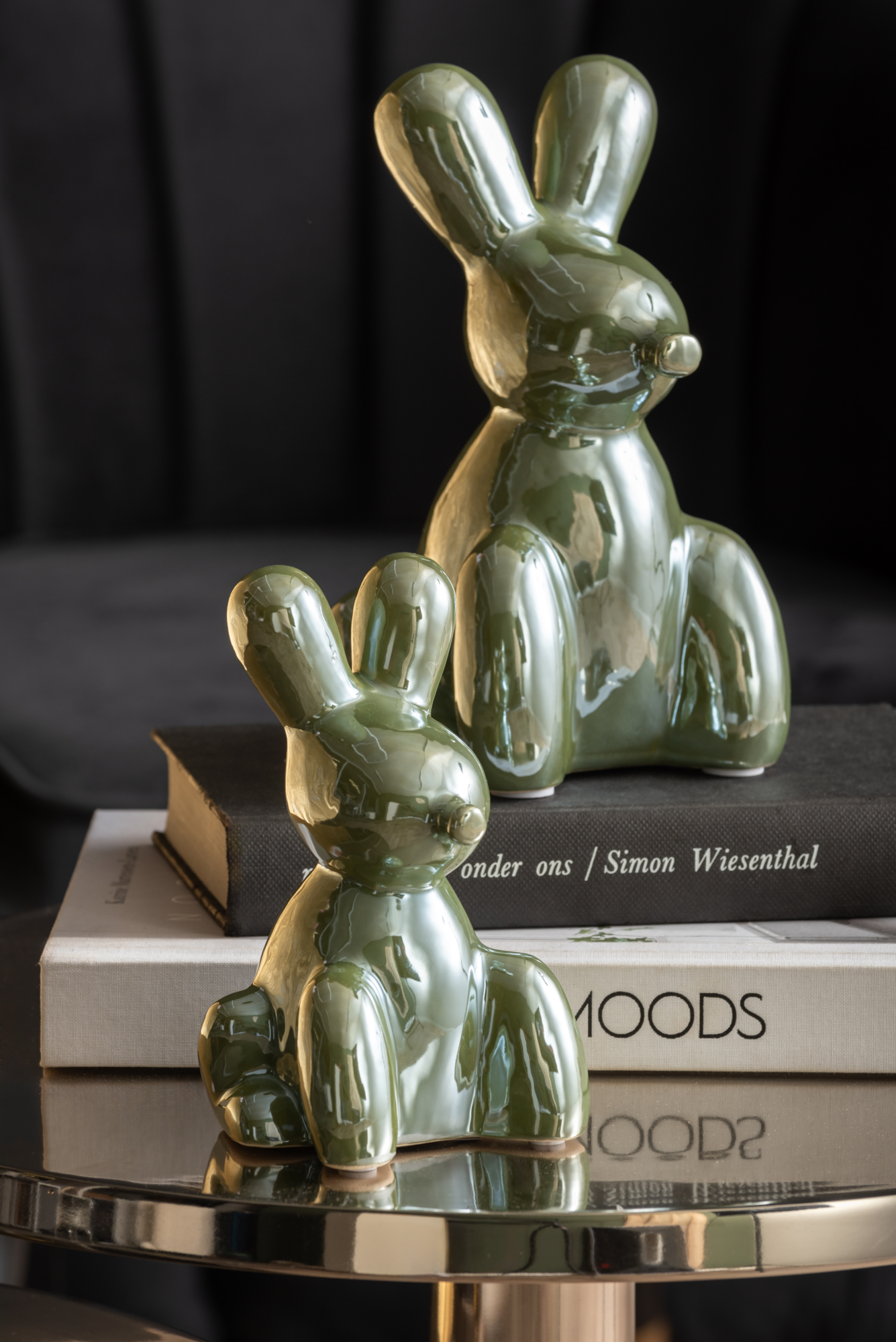 Statue Balloon Bunny large ceramic black plated