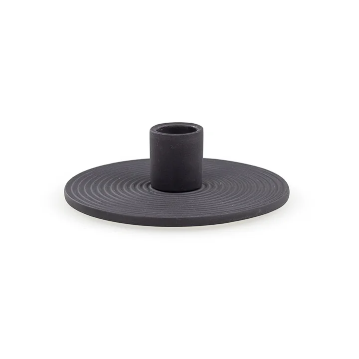 Nuuck - Cirkler 01 Keramik Kerzenhalter Ø 12 x H 3,5 cm, charcoal black