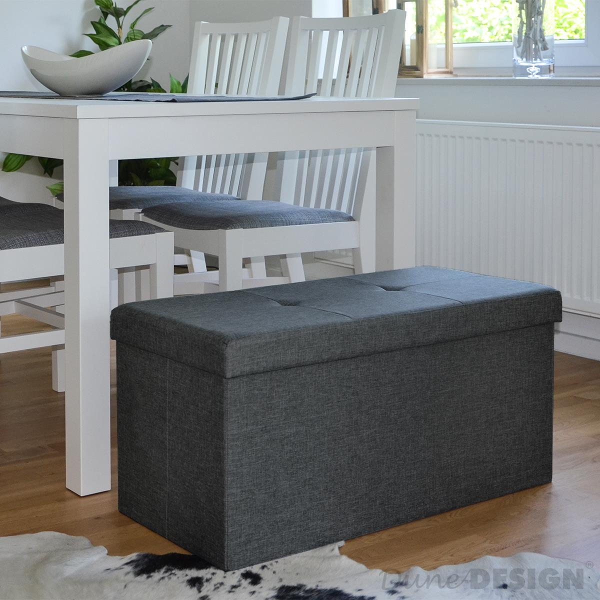 Faltbare Sitzbank 76x38x38 cm mit Trennwand Sitztruhe 80L Polsterbank Dunkelgrau