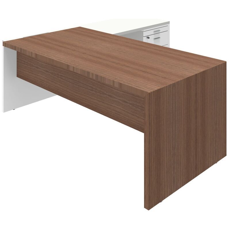 Eckschreibtisch mit Container X-Time 45, rechts, 200 x 194 cm, Dekor Nussbaum
