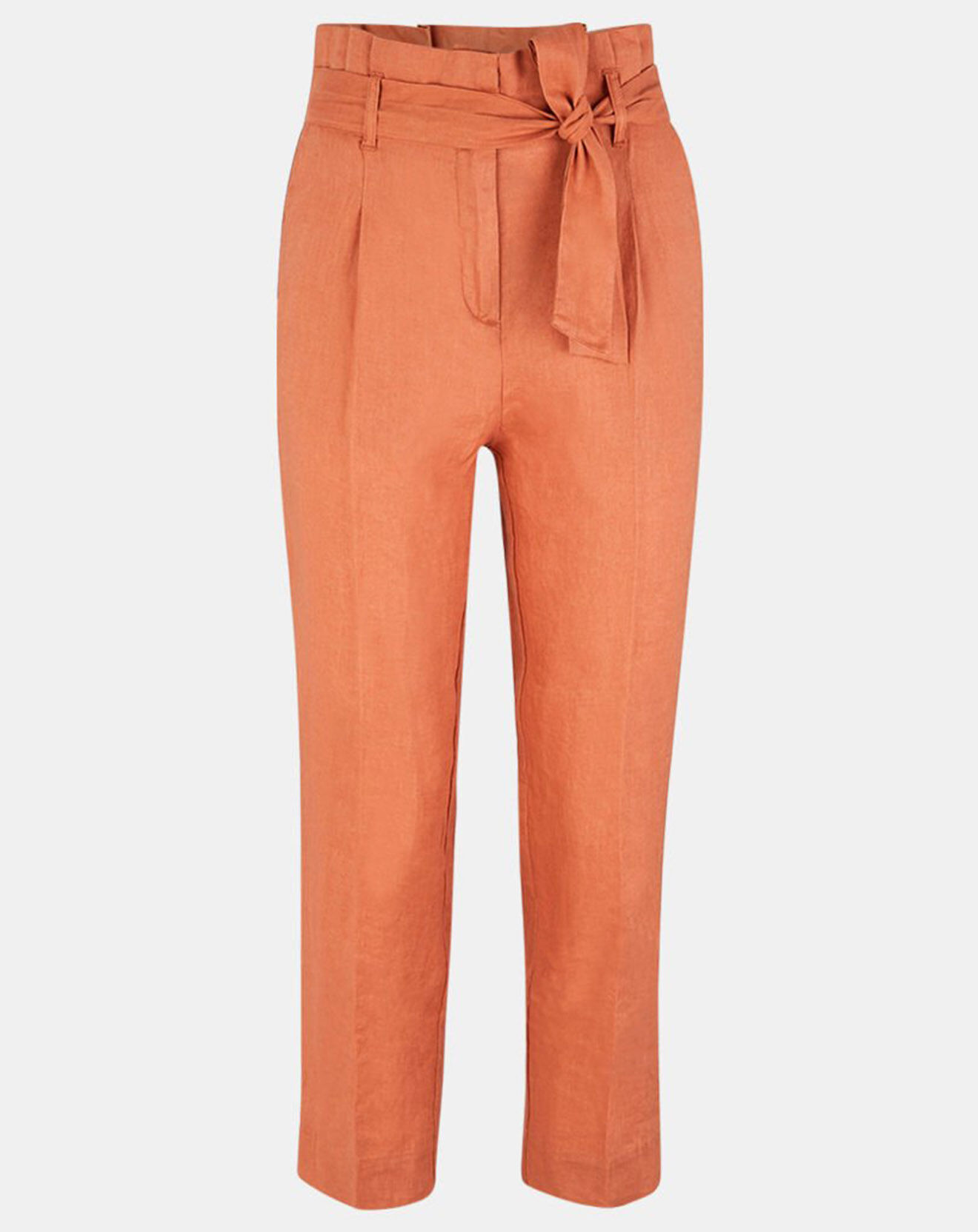 Galeries Lafayette Pantalon carotte en 100% Lin rouille