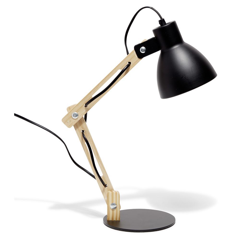 Lampe de bureau architecte bras articulé métal et bois