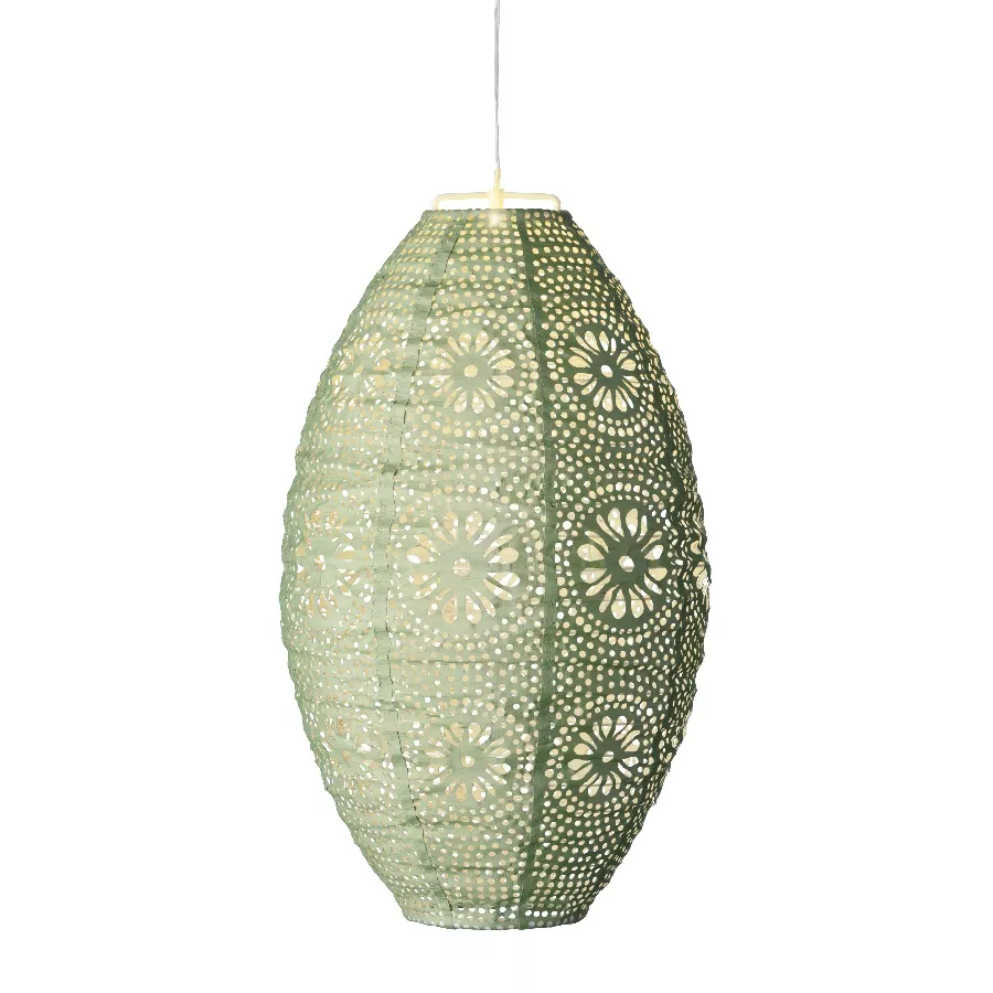 Suspension de jardin solaire (H38 cm) Lanterne ajourée Verte
