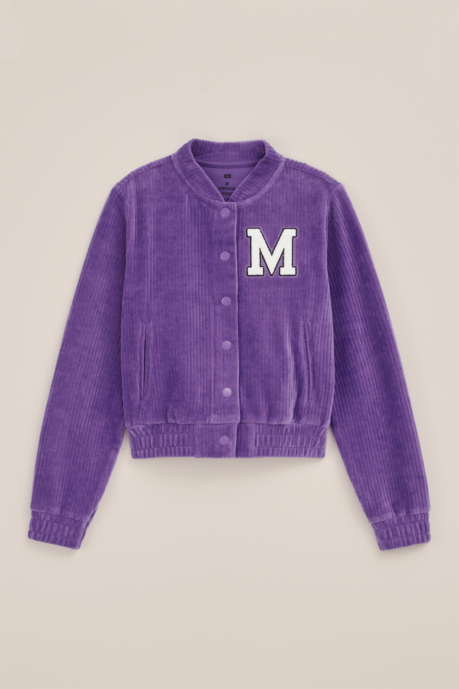 Meisjes velvet bomber met badge WE Fashion Lavendel