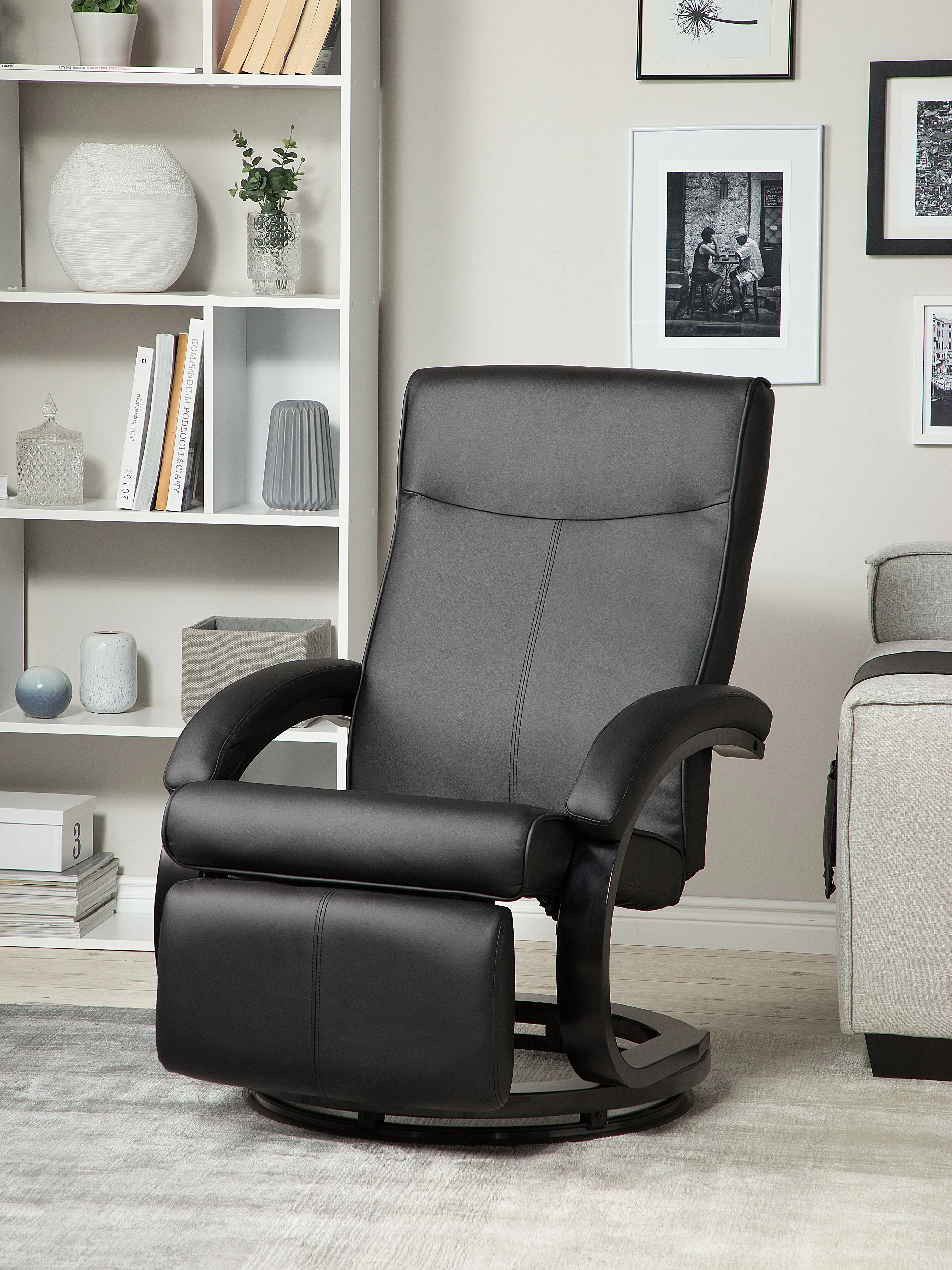 Relaxfauteuil MIGHT inclusief voetensteun Kunstleer Zwart