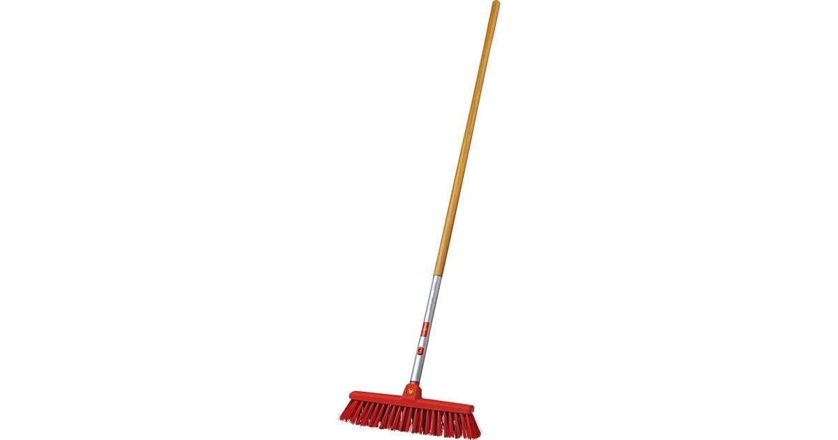 WOLF-GartenStraatbezem SB 400 M + essenhouten steel ZM 140 Set  (Rood/houtkleur)