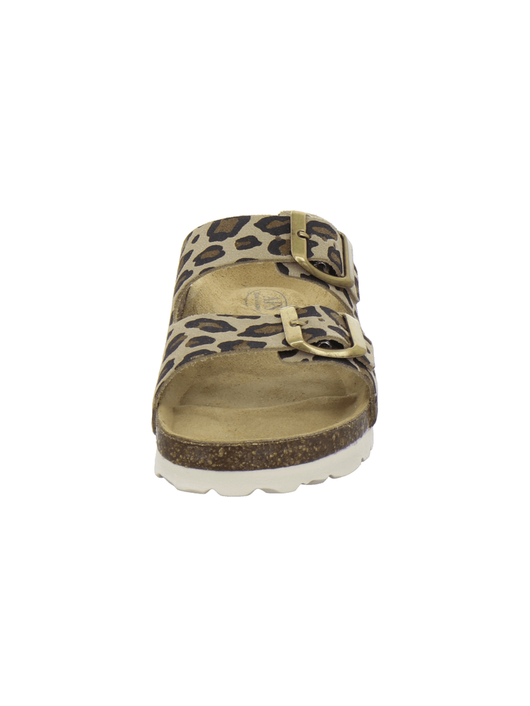 Mädchen Pantoletten Zweischnaller leo-beige