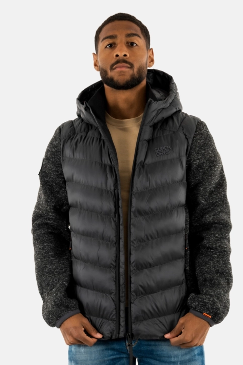 Doudounes superdry hooded knit storm hybrid heb dark charcoal marl