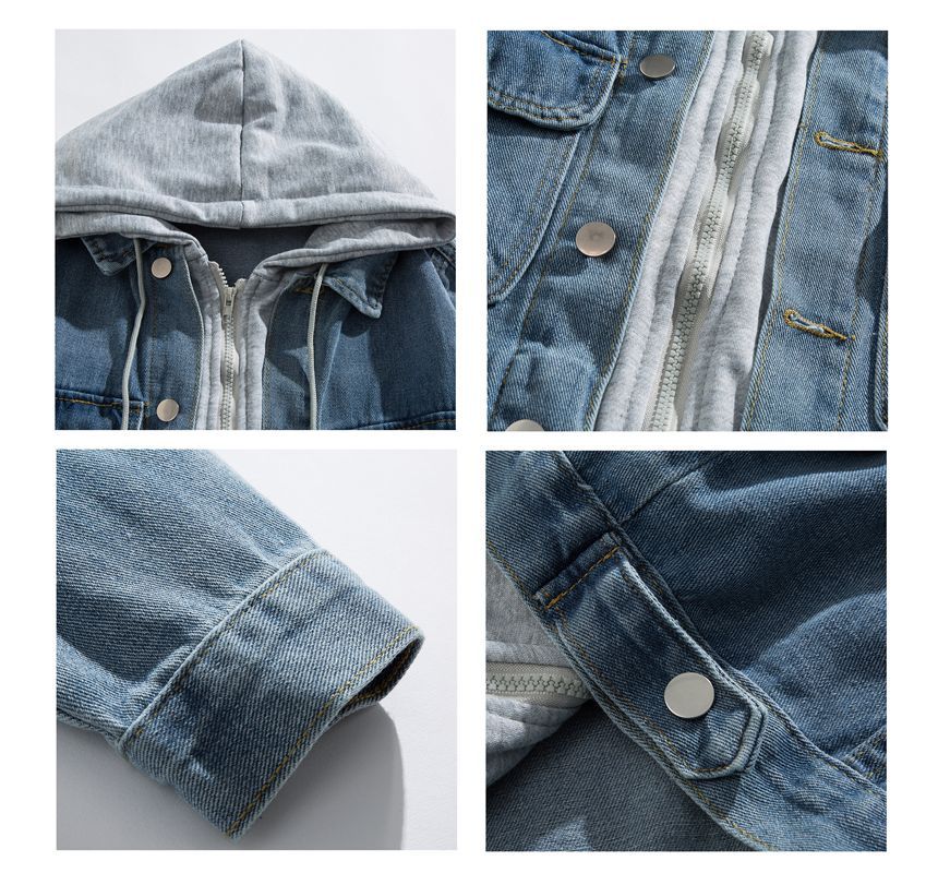 Yelmenor - Tweedelig gewassen denimjack met capuchon