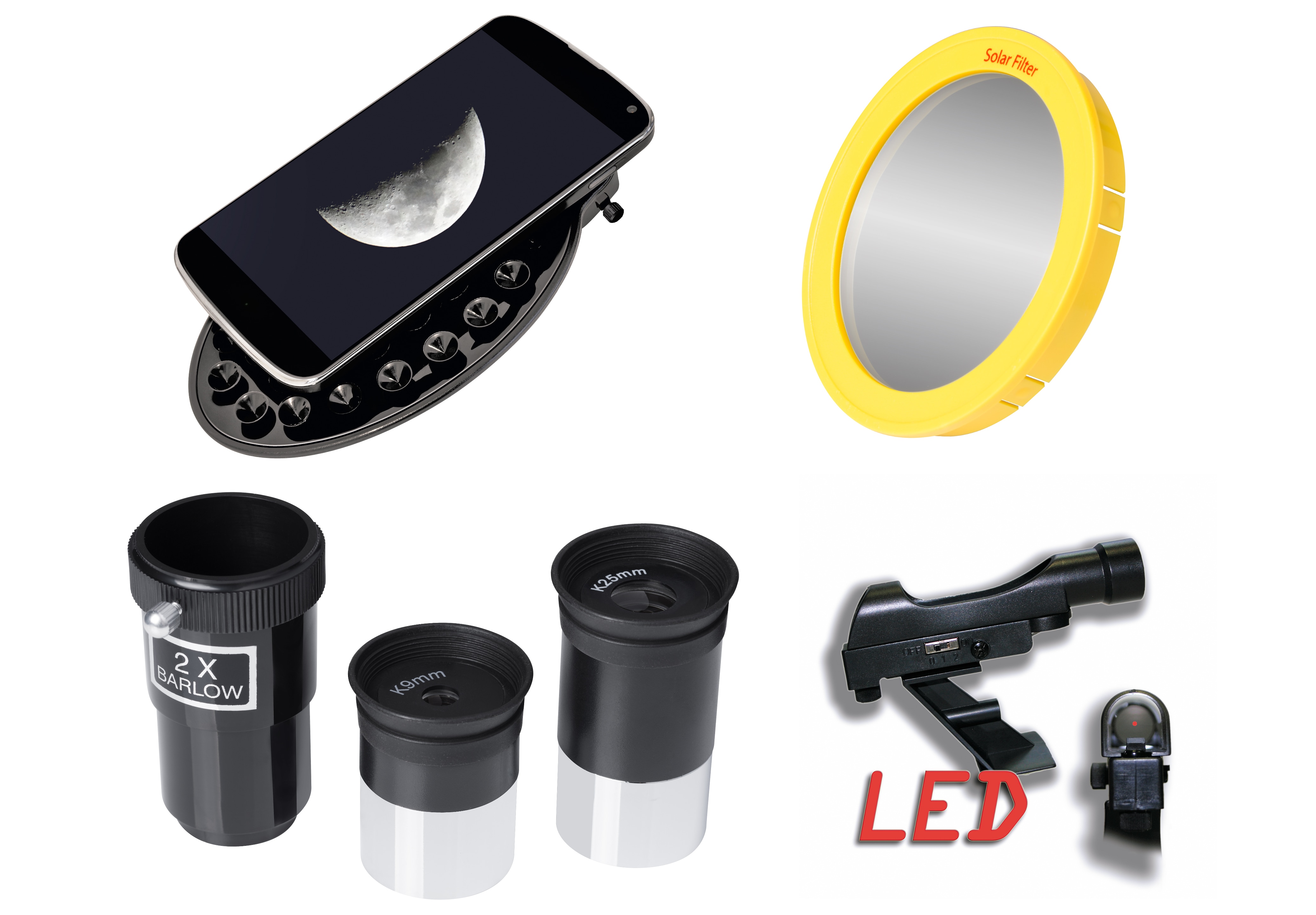BRESSER Solarix AZ 114/500 Carbon Design Teleskop Starter Set