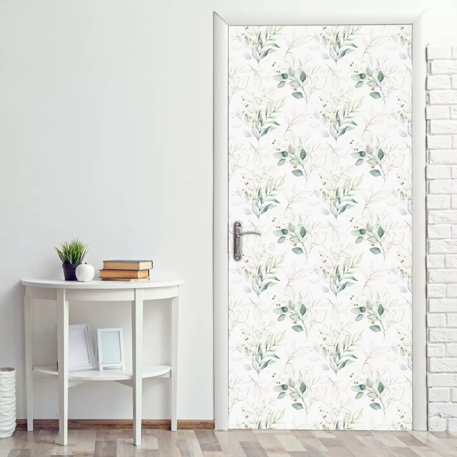 Nikima Klebefolie KF-05 selbstklebende Folie – Floral weißgrüngold Klebefolie bunt