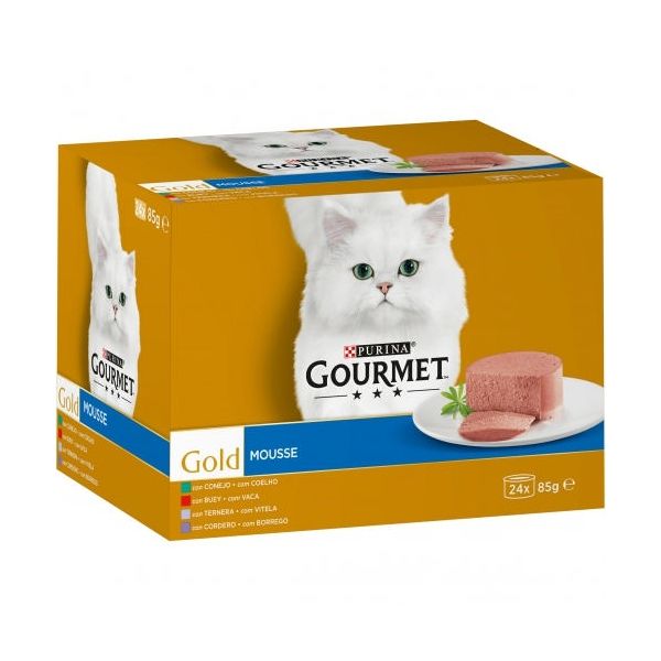 Ração Húmida Purina Gourmet Gold Mousse Multipack Carnes 24x 85g