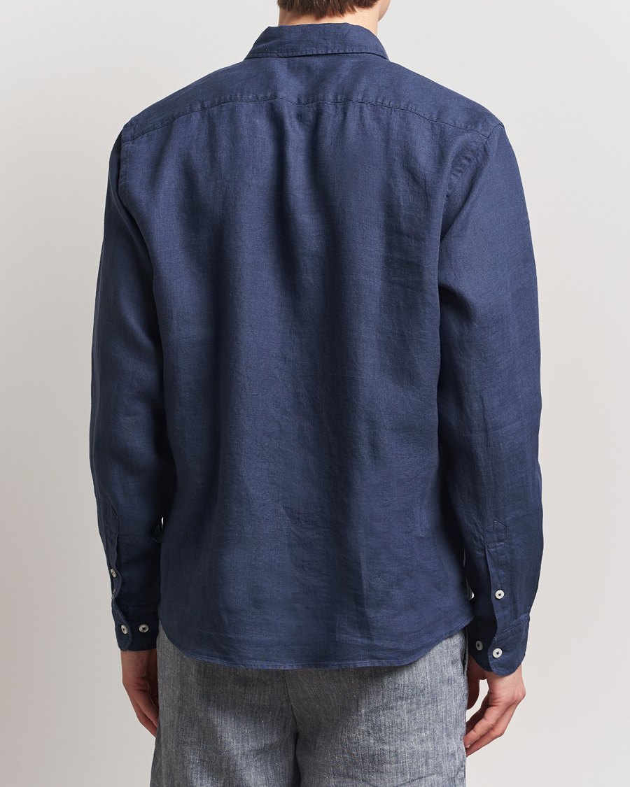 BOSS BLACK Liam Linen Shirt Dark Blue