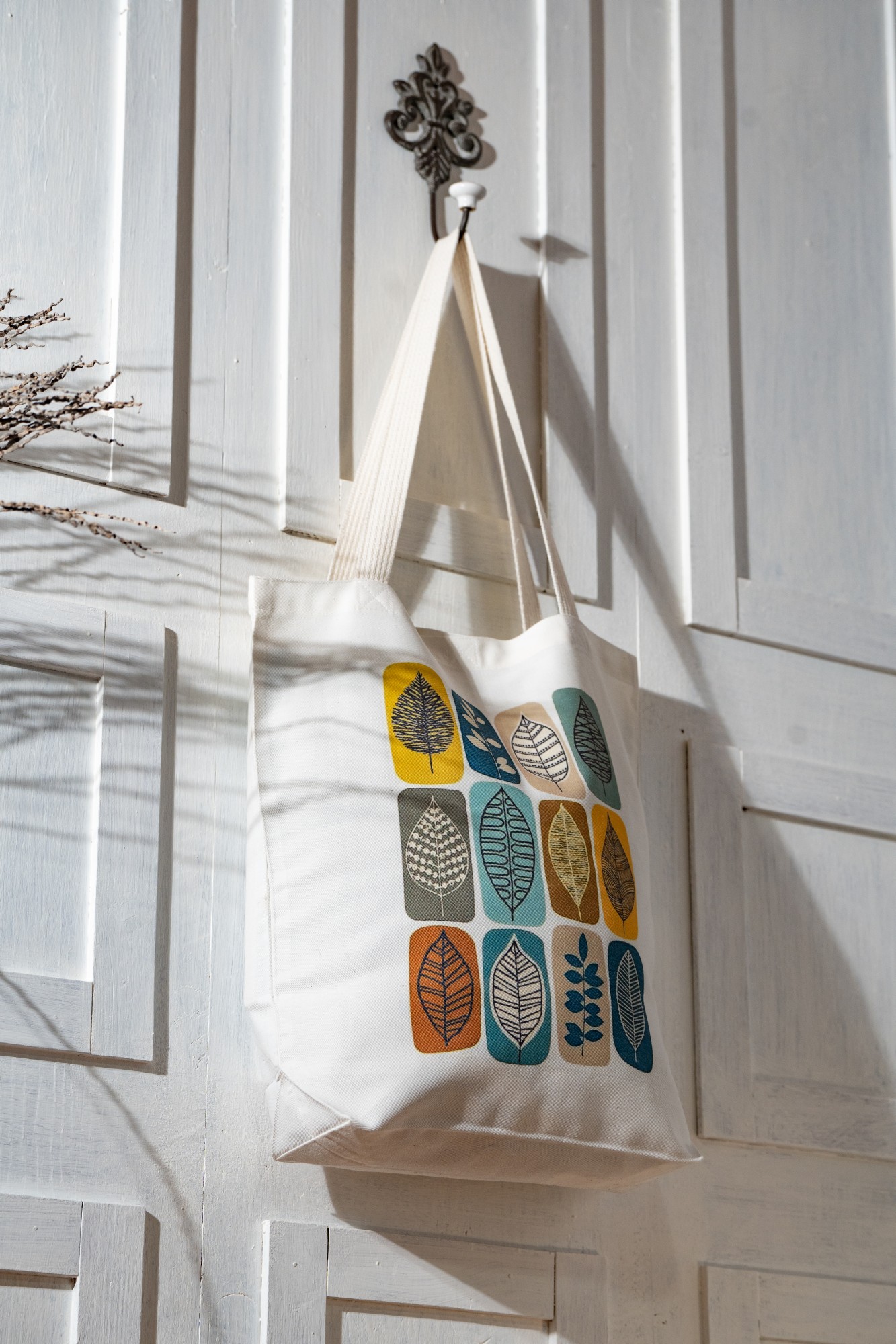 Stoffbeutel 'Buntes Laub', weiß, B 40 cm, H 40 cm, T 9 cm günstig bestellen