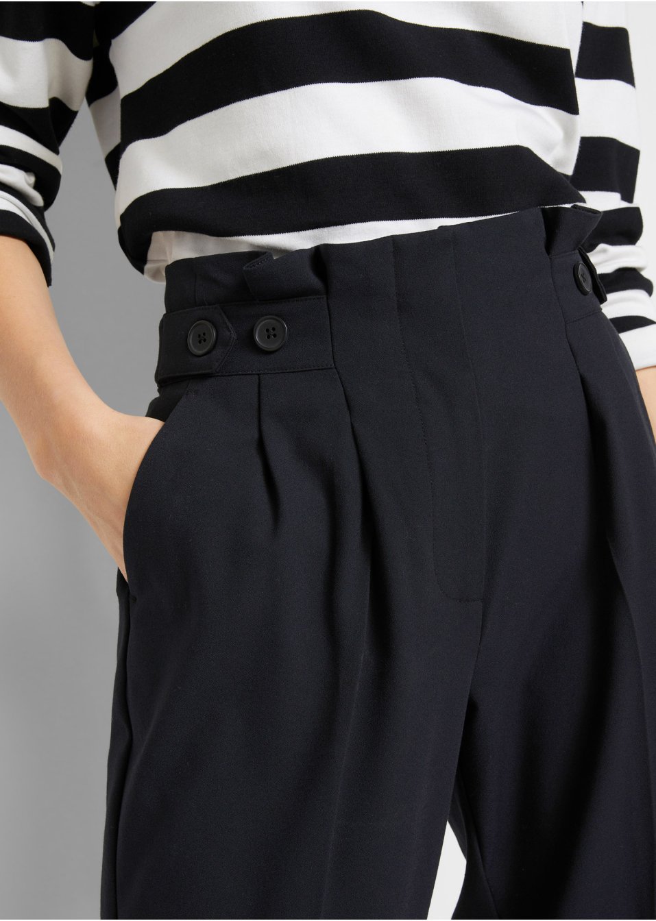 Pantalon paper bag taille haute, longueur cheville