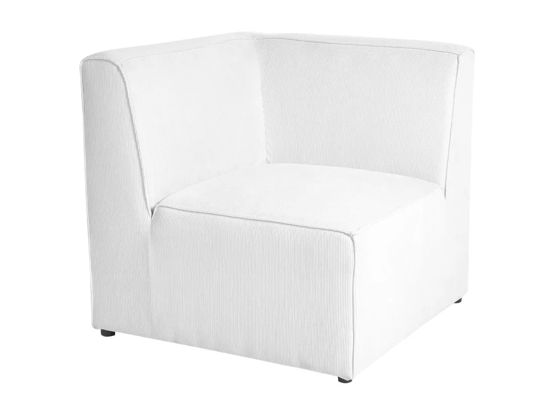 Canapé d'angle côté droit modulable 5 places en velours côtelé blanc cassé avec ottoman LEMVIG