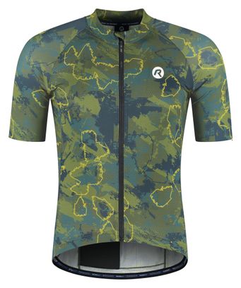 Maillot Manches Courtes Vélo Rogelli Essential Graphic II Vert/Bleu/Moutarde Homme