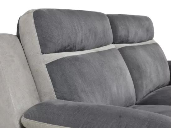 Canapé 3 places et un fauteuil relax en microfibre anthracite et bandes gris clair TALCA
