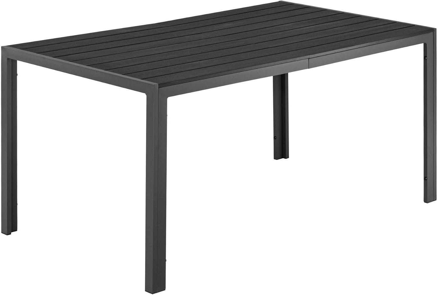 ALEOS. Gartengarnitur Aluminium WPC Set: Tisch 150x90 cm + 6 Gartenstühle mit Armlehne stapelbar, Serie: Milos