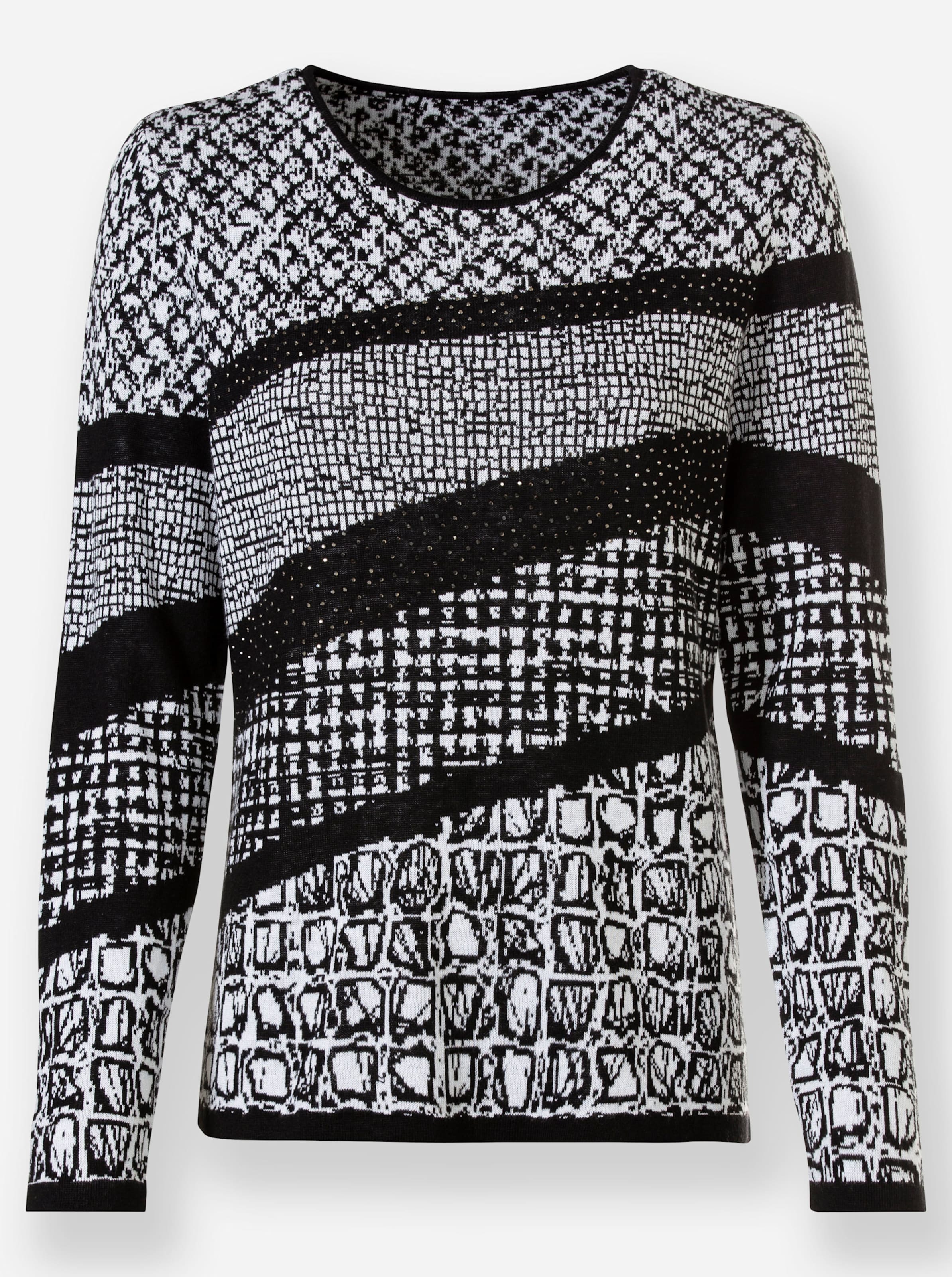 Pullover in schwarz-weiß-gemustert