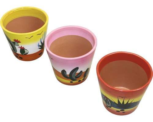 Mexicaanse kleibloempot, Ø 9,5 cm, H 8,5 cm, willekeurige selectie van kleuren en patronen