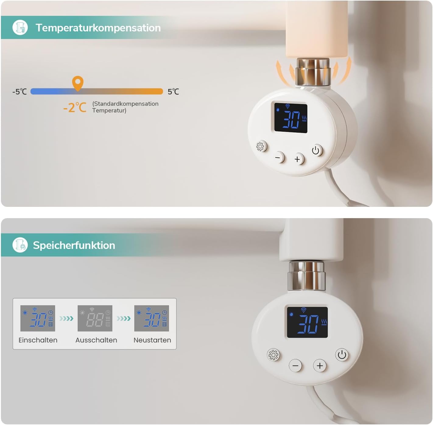 EMKE Handtuchheizkörper Elektrisch mit Thermostat 1400 x 500 mm, WiFi Intelligenter Gebogen Badheizkörper Elektrischer Handtuchwärmer Handtuchhalter mit Heizstab Weiß 600 Watt