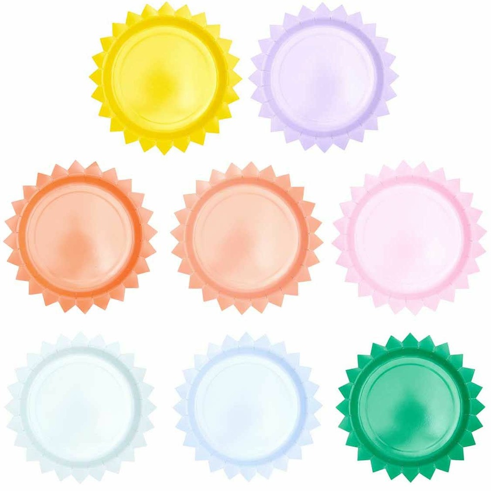 8 assiettes en carton multicolores
