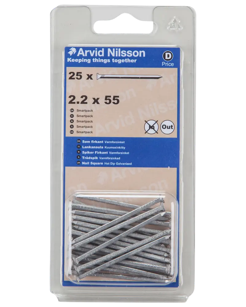 Arvid Nilsson Søm firkantet 2,2 x 55 mm 25-pak