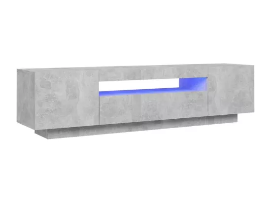 Meuble TV avec lumières LED gris béton 160x35x40 cm