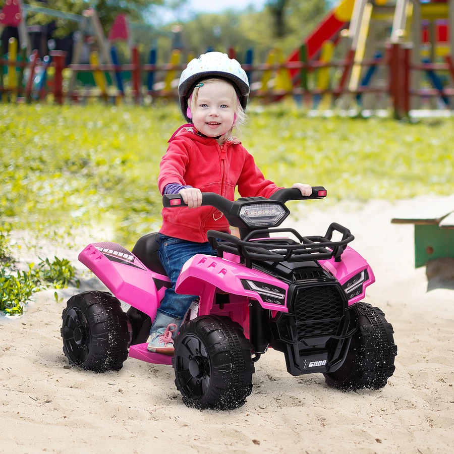 HOMCOM Elektroquad 6V Akku Elektroauto LED Frontlicht rosa