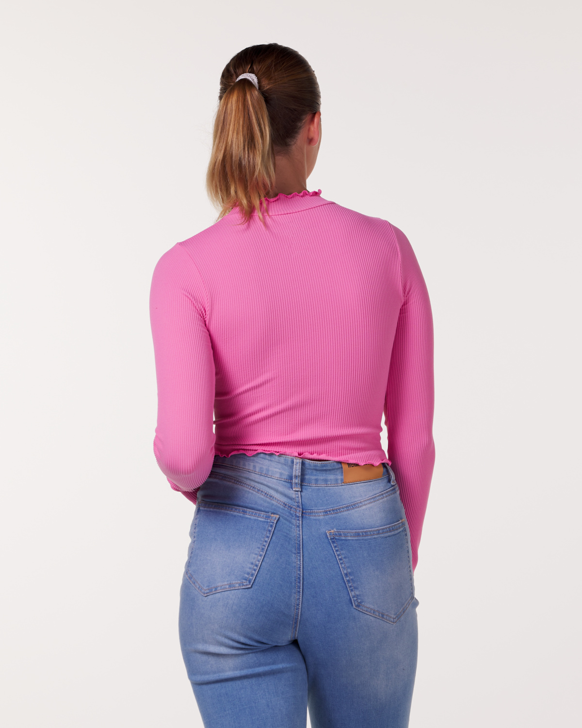 Bumpro Everyday Rib Polo Scallop Crop Pink