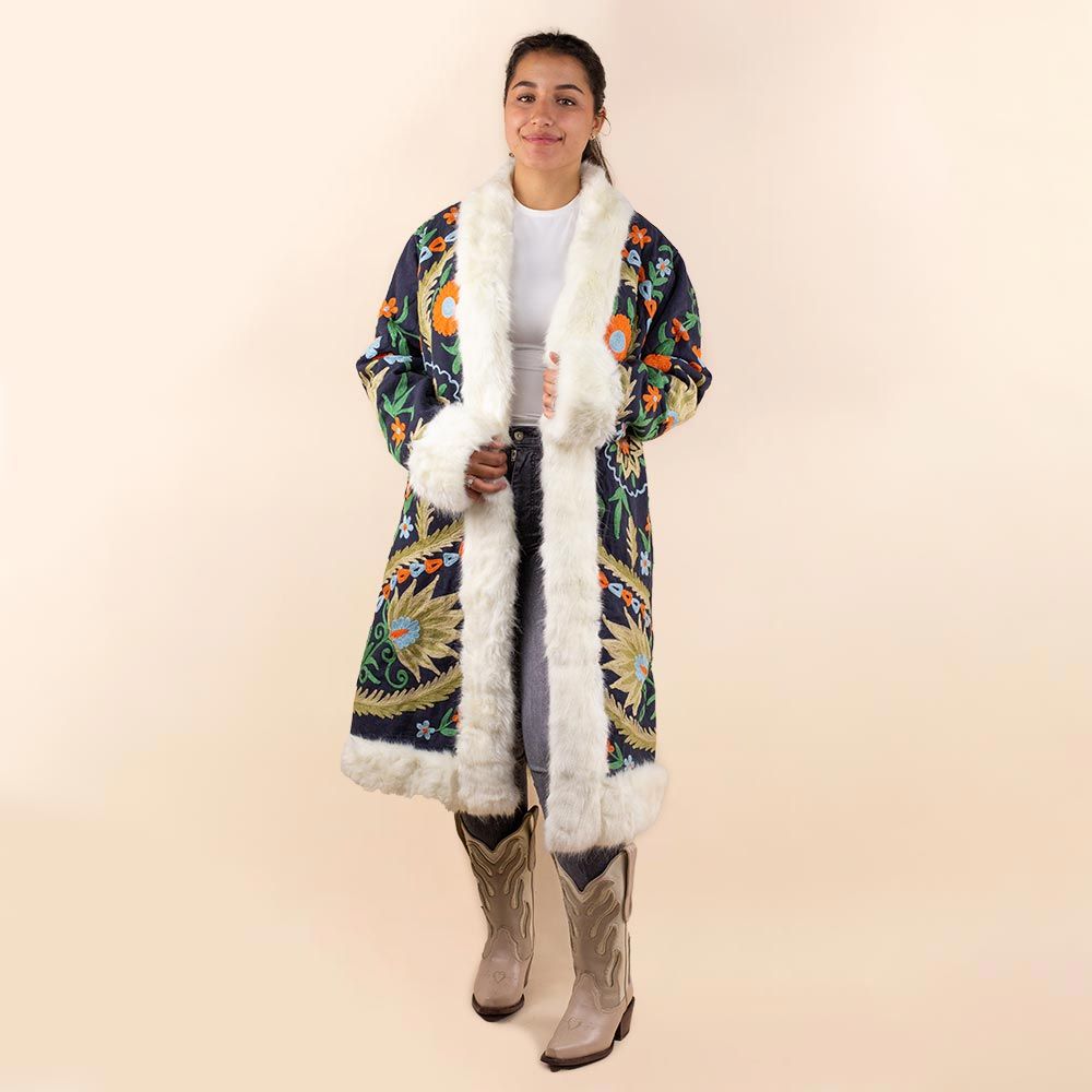 Suzani coat Hailee donkerblauw