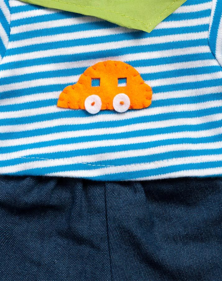 Puppenkleidung JEANS MIT STREIFENSHIRT 3-teilig groß (35-46 cm)